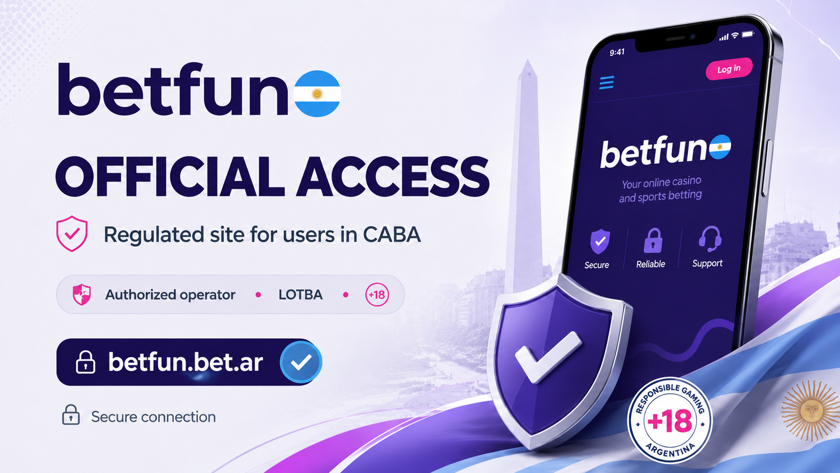 Betfun official access for users in CABA with regulated website address, secure connection badge and mobile platform